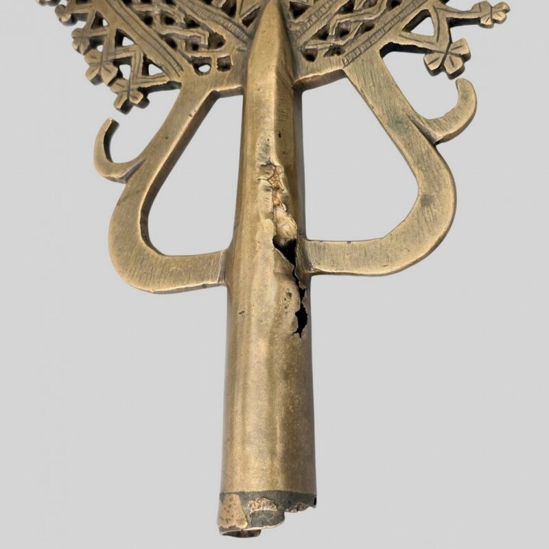 Veche cruce procesionala ortodoxa copta din bronz | Etiopia cca. 1850